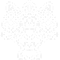 Icône de Bouquet de Fleurs Stylisées | Symbole Floral. Bouquet de trois fleurs stylisées, icône minimaliste blanche. Représentation symétrique d'un motif floral simple et élégant.