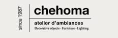 Chehoma | Atelier d'ambiances, mobilier et décoration. Logo chehoma, atelier d'ambiances depuis 1987. Objets décoratifs, mobilier et éclairage (Decorative objects, Furniture, Lighting).