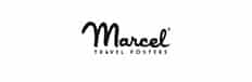Marcel Travel Posters Logo Officiel - Affiches de Voyage Logo Marcel Travel Posters en noir sur fond blanc. Le mot "Marcel" est en police cursive audacieuse.