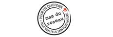 Mas du Roseau : Le sceau nature pour un quotidien sain. Sceau Mas du Roseau, noir. Devise circulaire : "Pour un quotidien nature (étoile rouge), plus vrai, plus sain plus."
